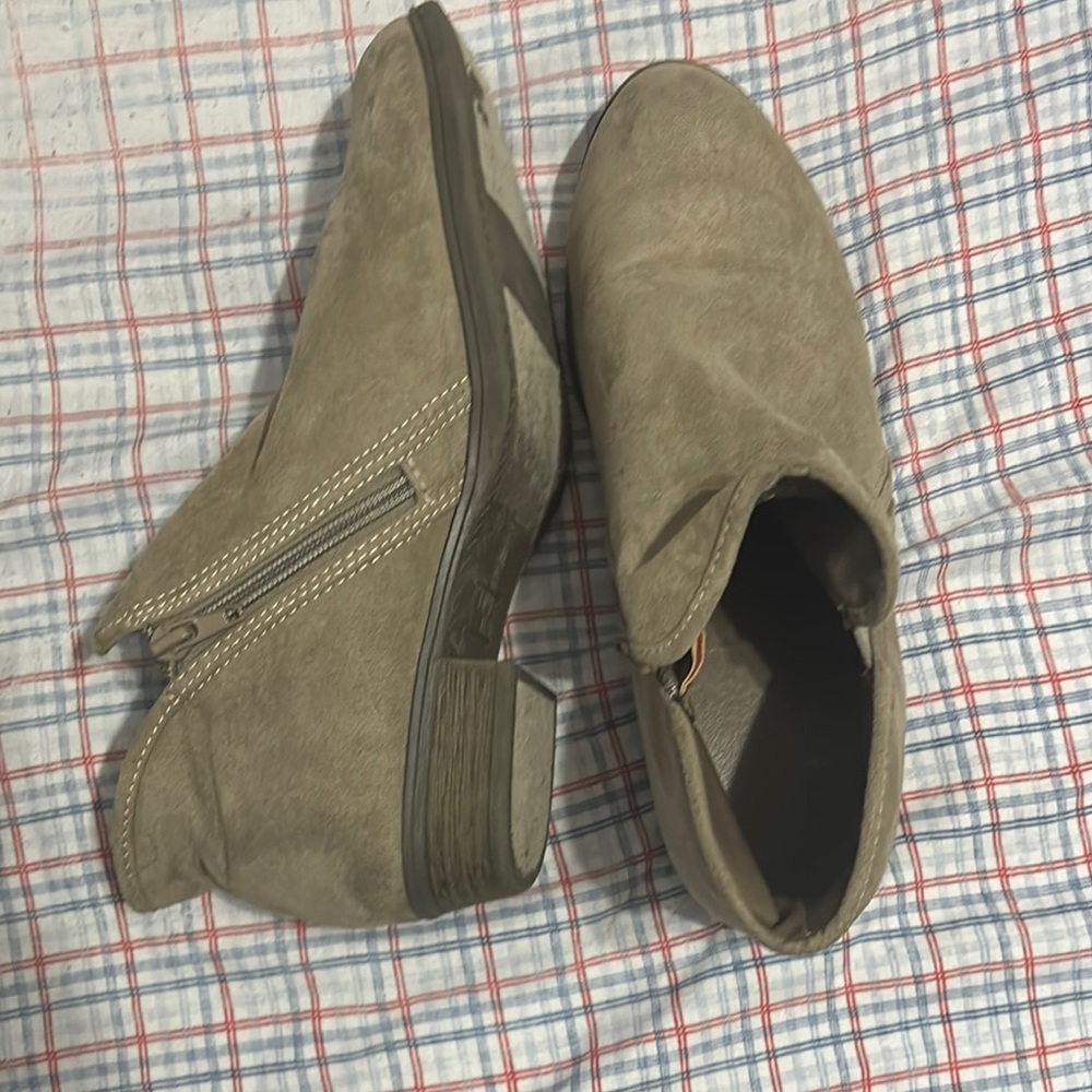 Time and Tru Tan Ankle Booties with Side Zipper